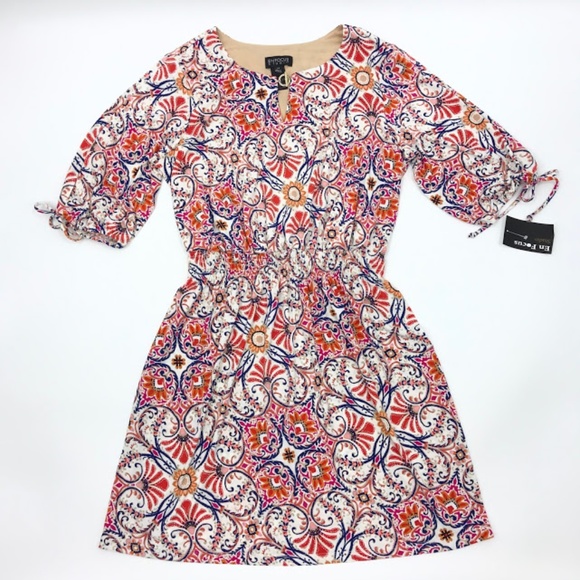 Enfocus Studio Dresses & Skirts - EnFocus Studio Floral Tie Sleeve Dress 14 NWT